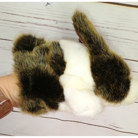 Realistic Plush Brown White Bunny Rabbit Hand Puppet - Picture 7 of 7